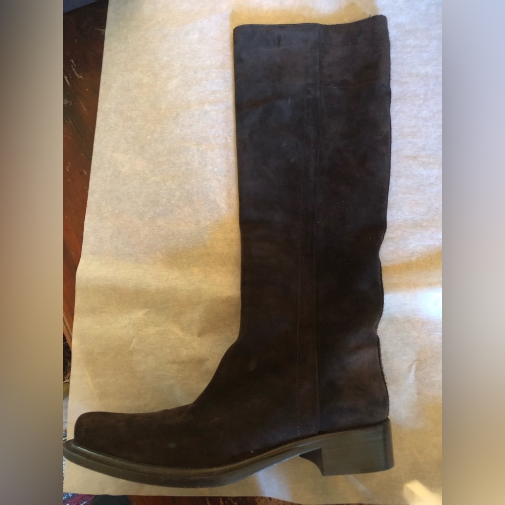 Vintage Prada Dark brown Suede Knee-High Boots - Picture 1 of 4